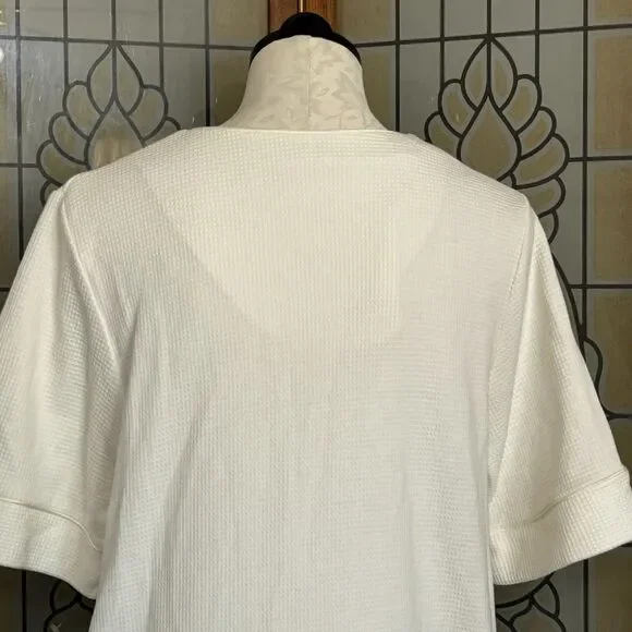 Miss Elaine Waffle Knit Button Snap Embroidered Medium Length Robe Size M - Picture 8 of 16